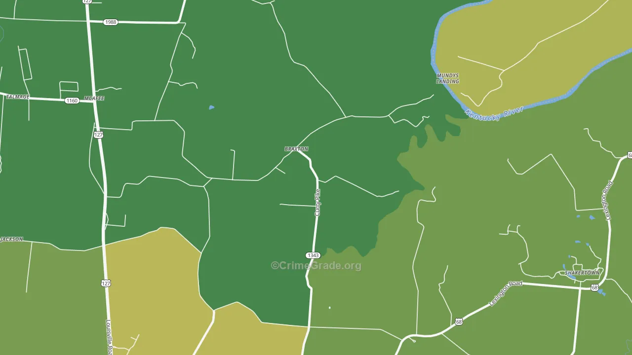 Braxton, KY Map of Murder Rates