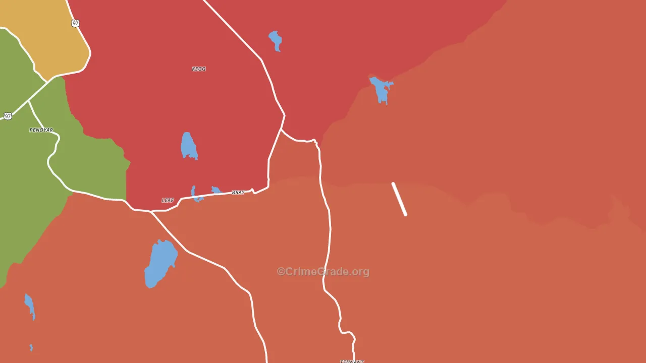 Bray, CA Map of Murder Rates