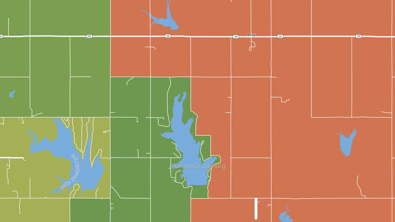 Bray, OK Map of Murder Rates