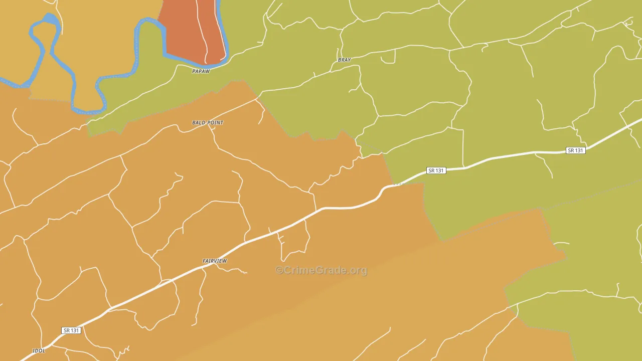 Bray, TN Map of Murder Rates