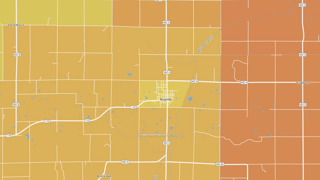 Braymer, MO Map of Murder Rates