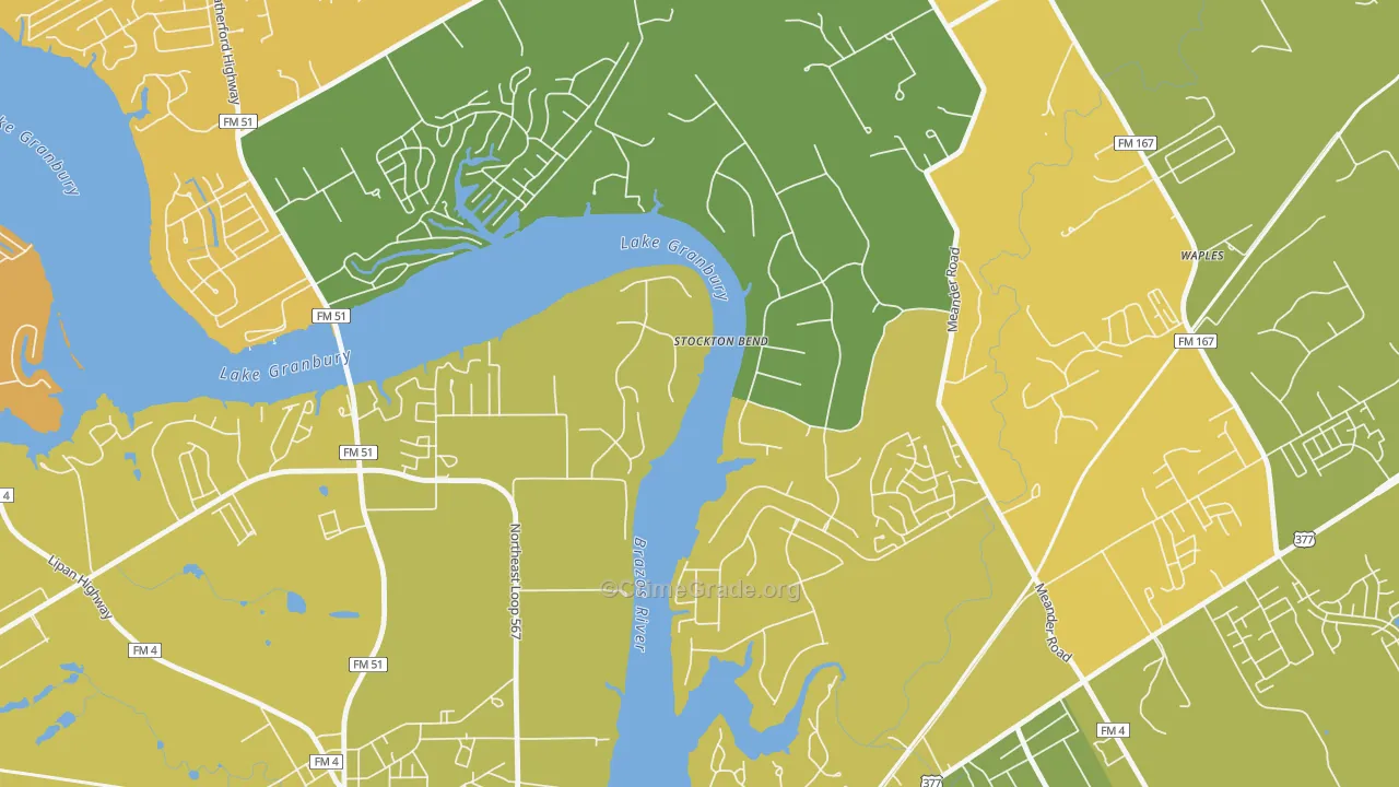 Brazos Bend, TX Map of Murder Rates