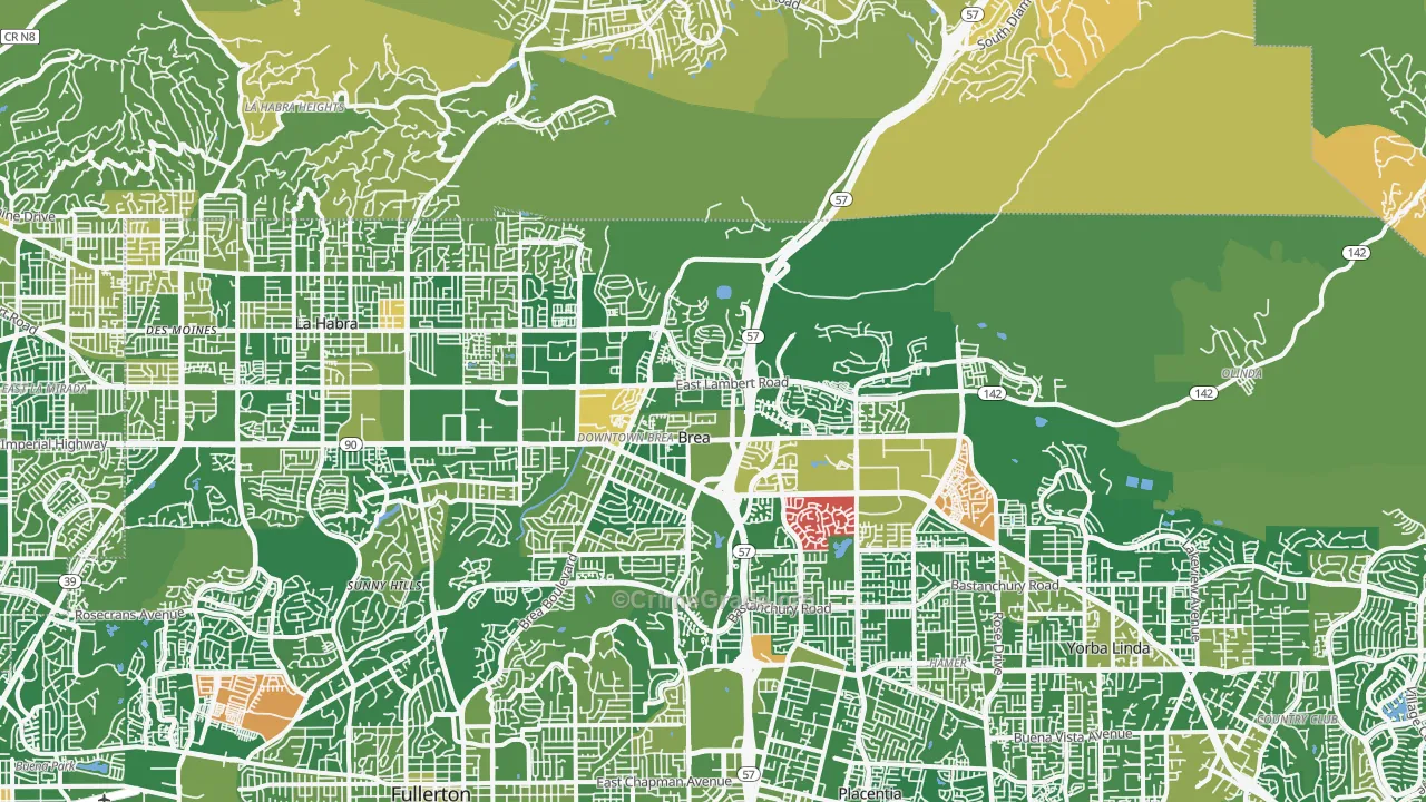 Brea, CA Map of Murder Rates