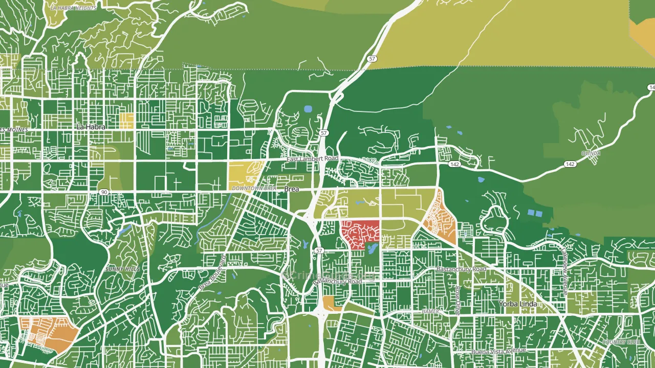 Brea-Olinda, Brea, CA Map of Murder Rates