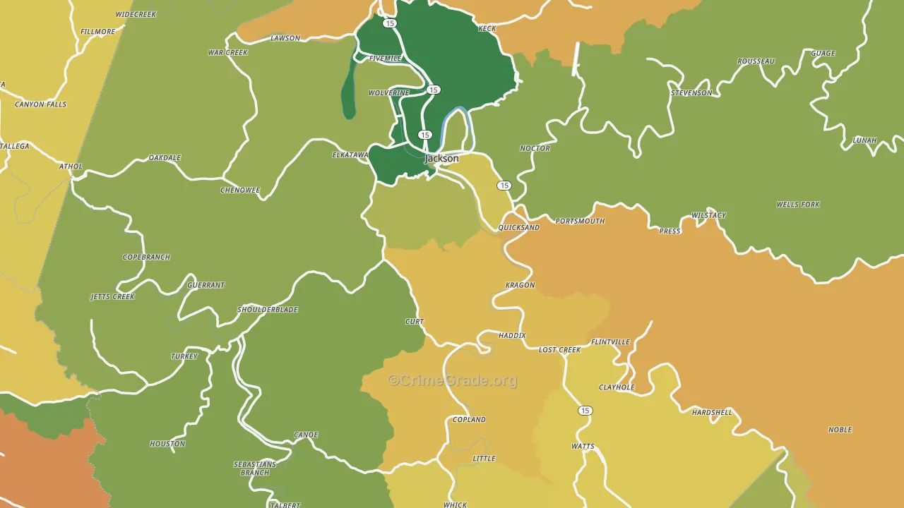 Breathitt County, KY Map of Murder Rates