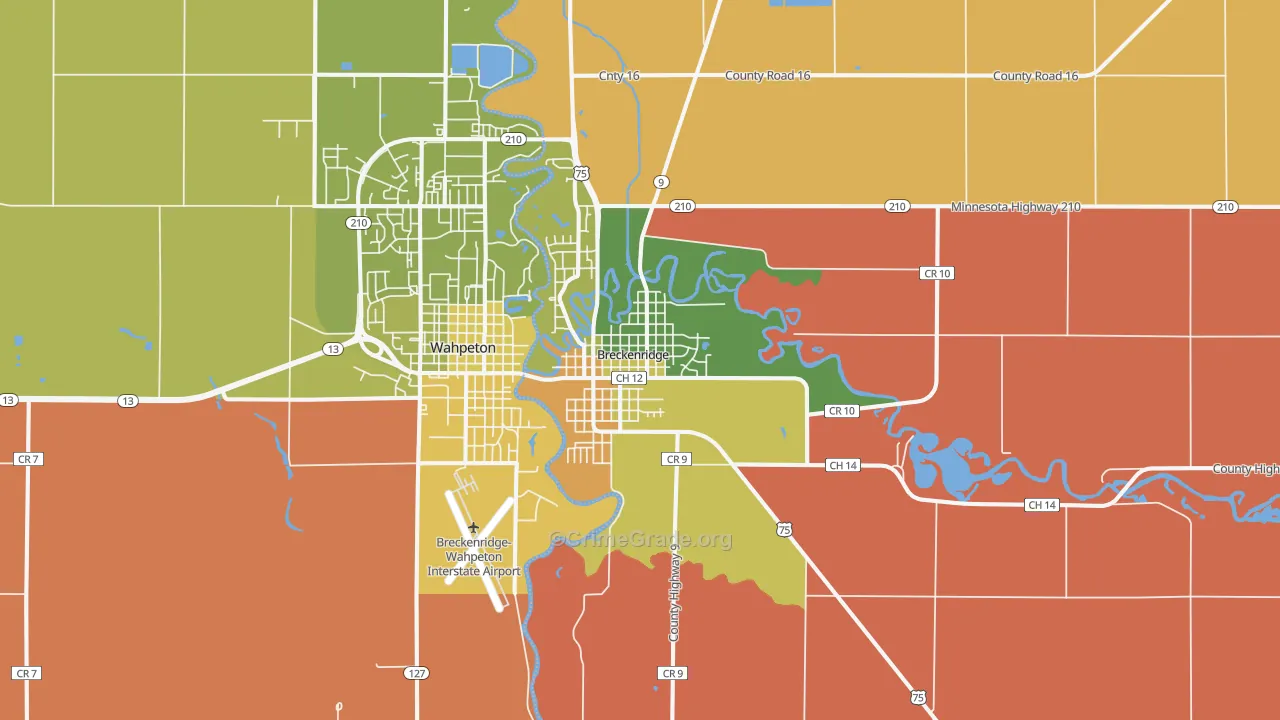 Breckenridge, MN Map of Murder Rates