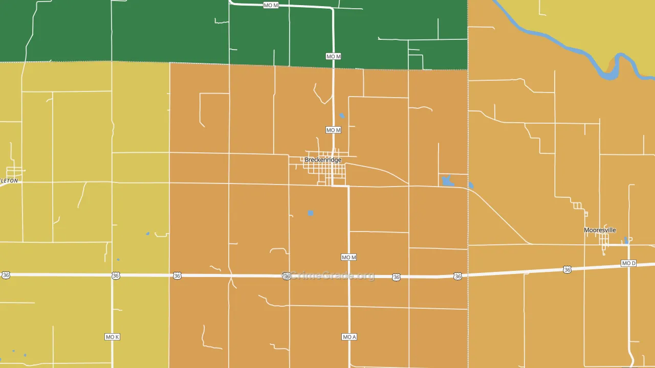 Breckenridge, MO Map of Murder Rates
