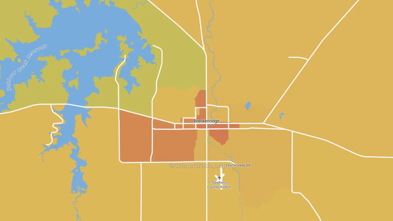 Breckenridge, TX Map of Murder Rates