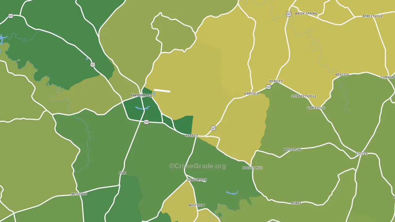 Breckinridge County, KY Map of Murder Rates