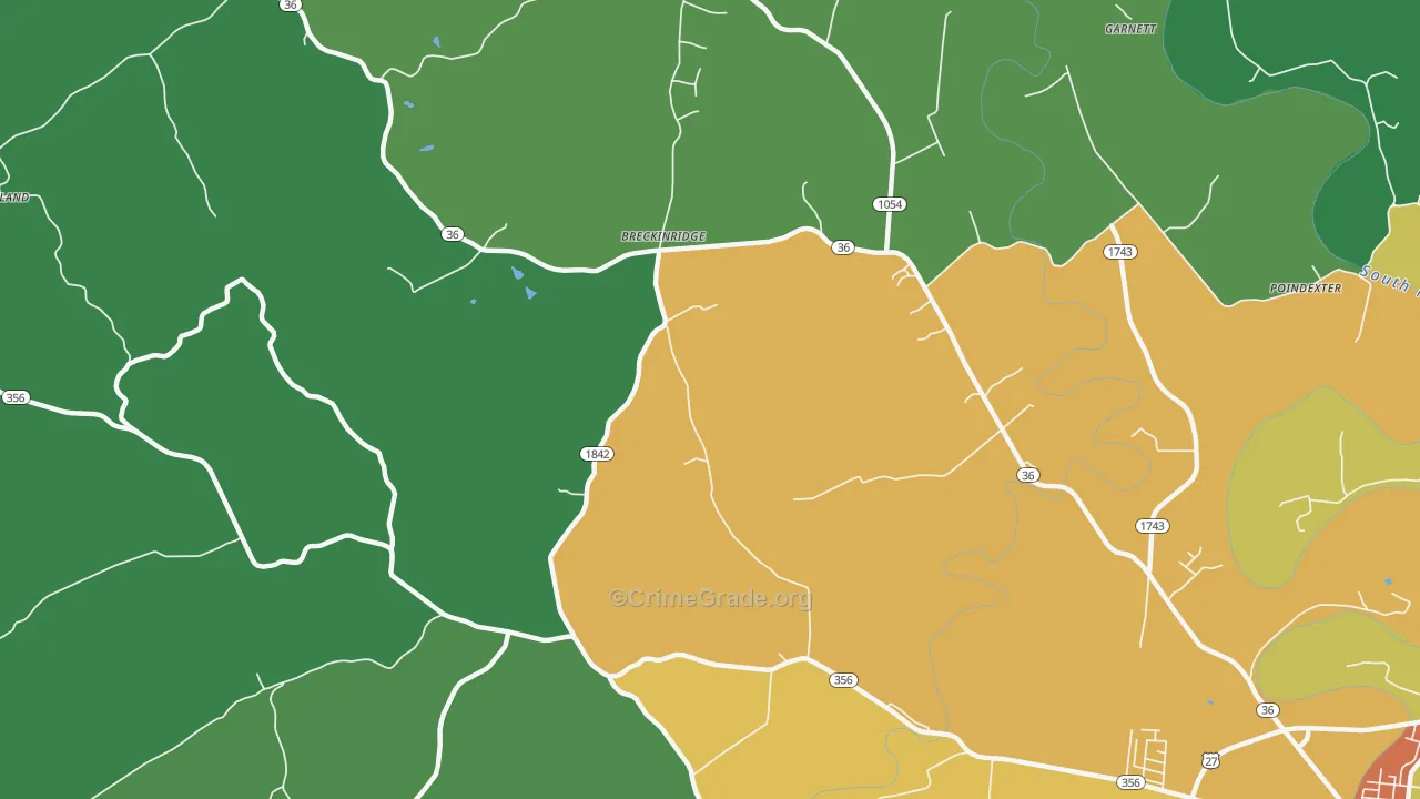 Breckinridge, KY Map of Murder Rates