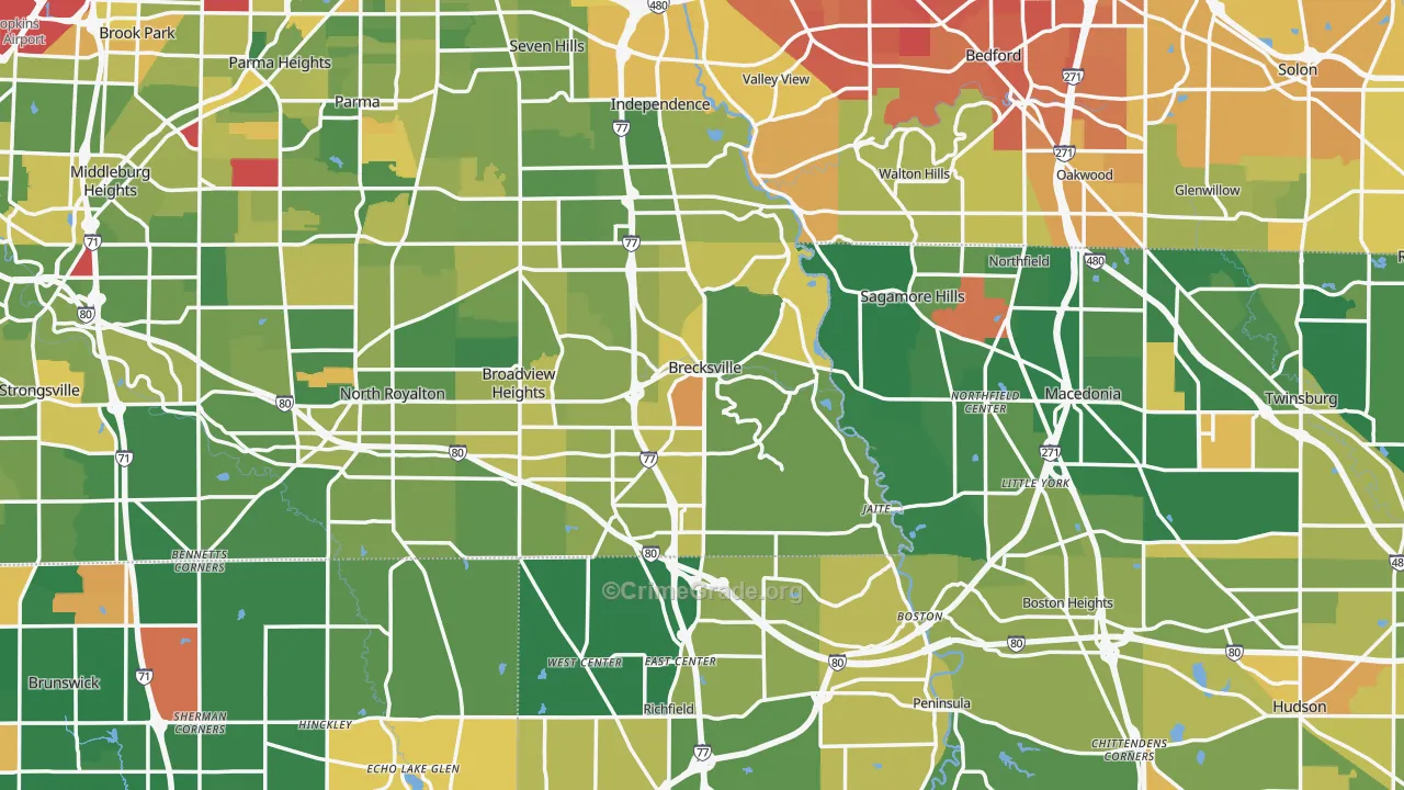 Brecksville, OH Map of Murder Rates