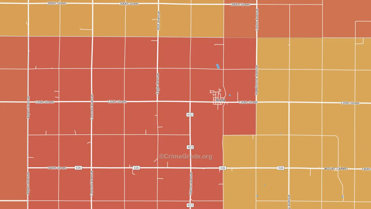 Breda, IA Map of Murder Rates