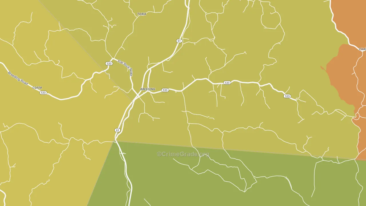 Breeding, KY Map of Murder Rates
