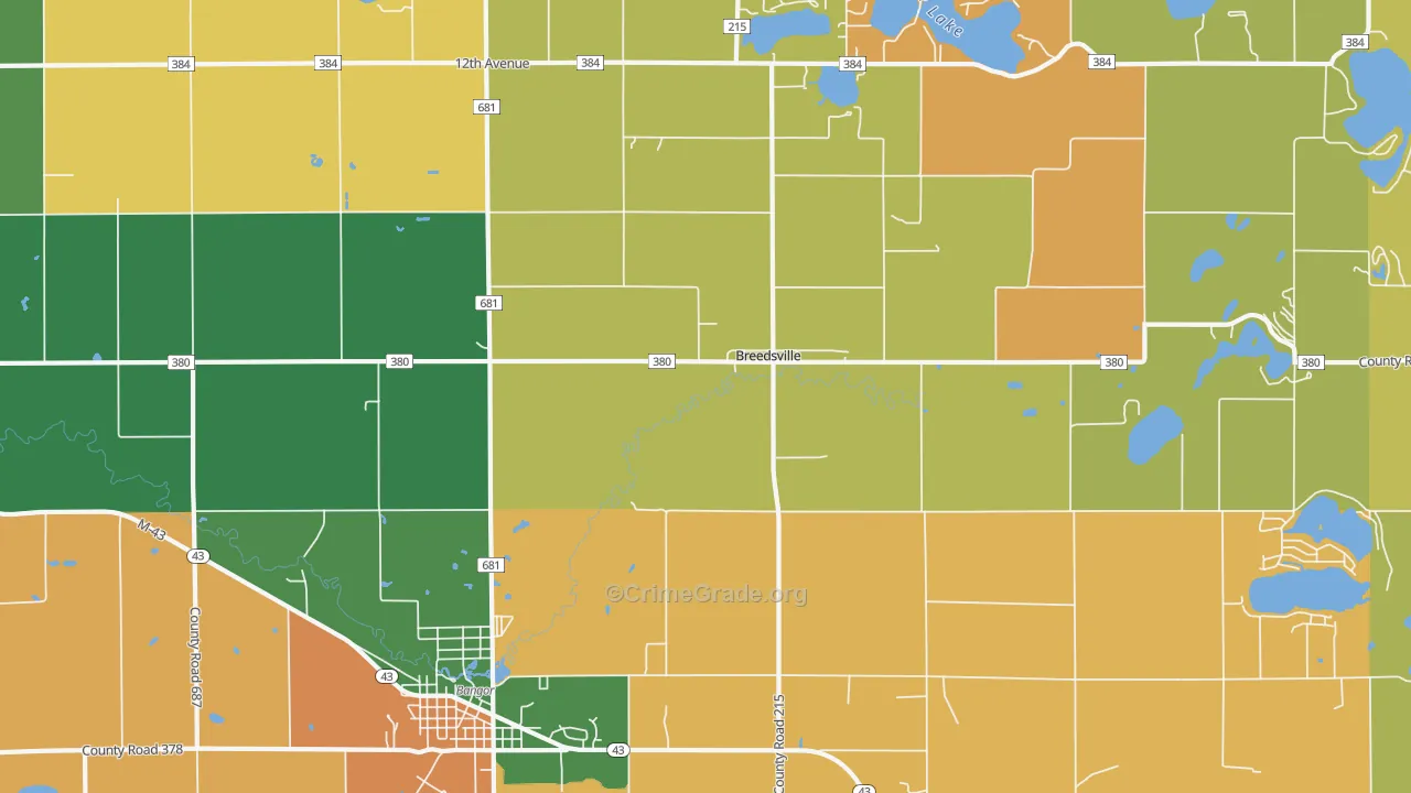 Breedsville, MI Map of Murder Rates