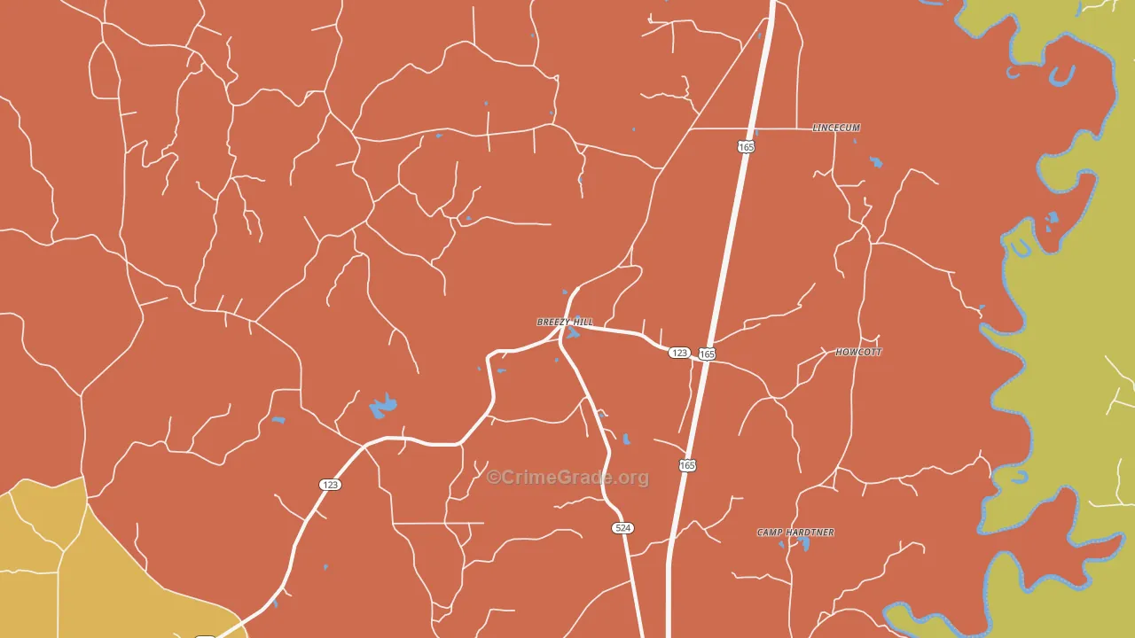 Breezy Hill, LA Map of Murder Rates