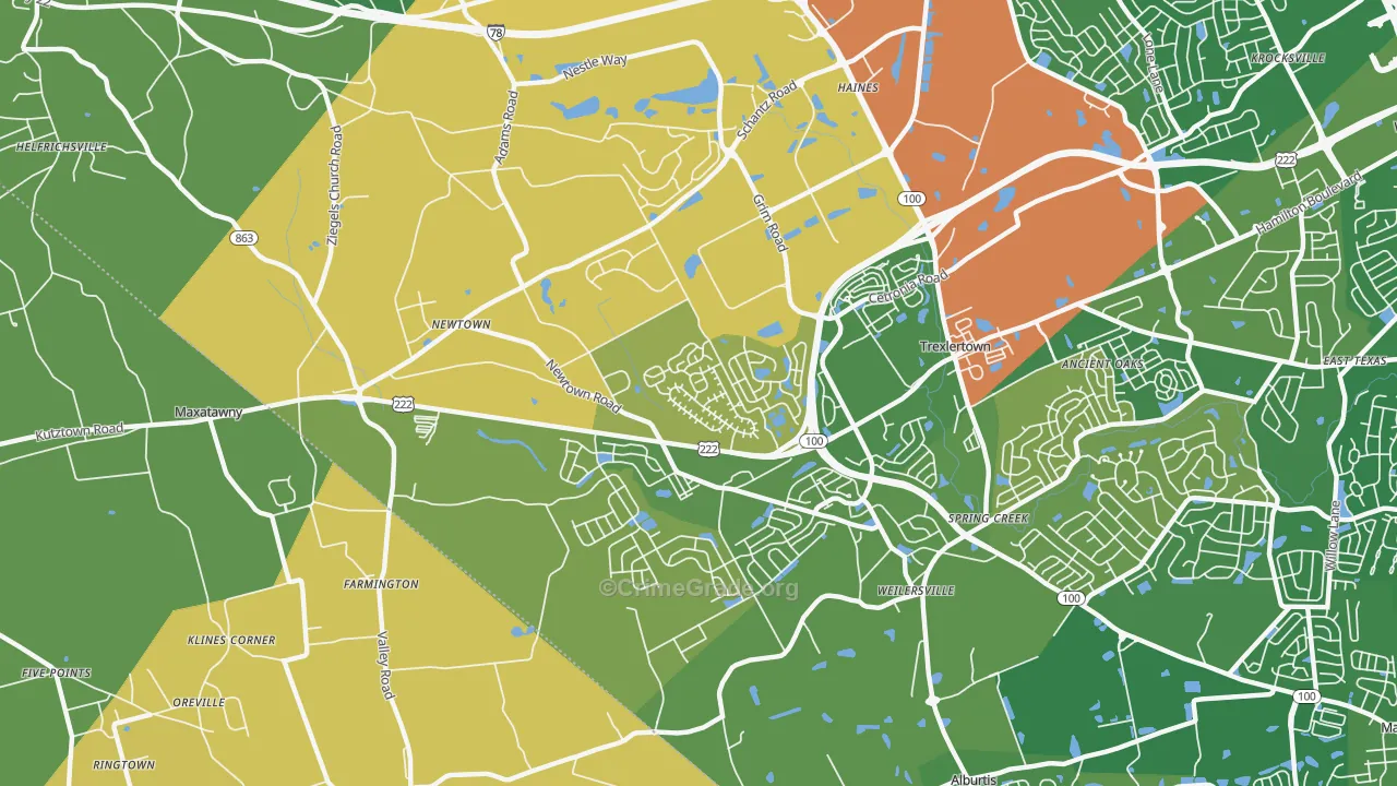 Breinigsville, PA Map of Murder Rates