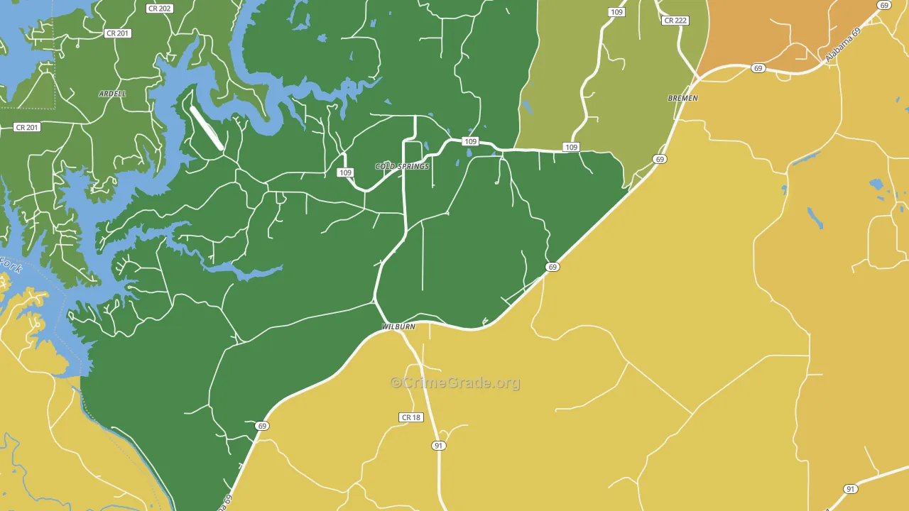 Bremen, AL Map of Murder Rates