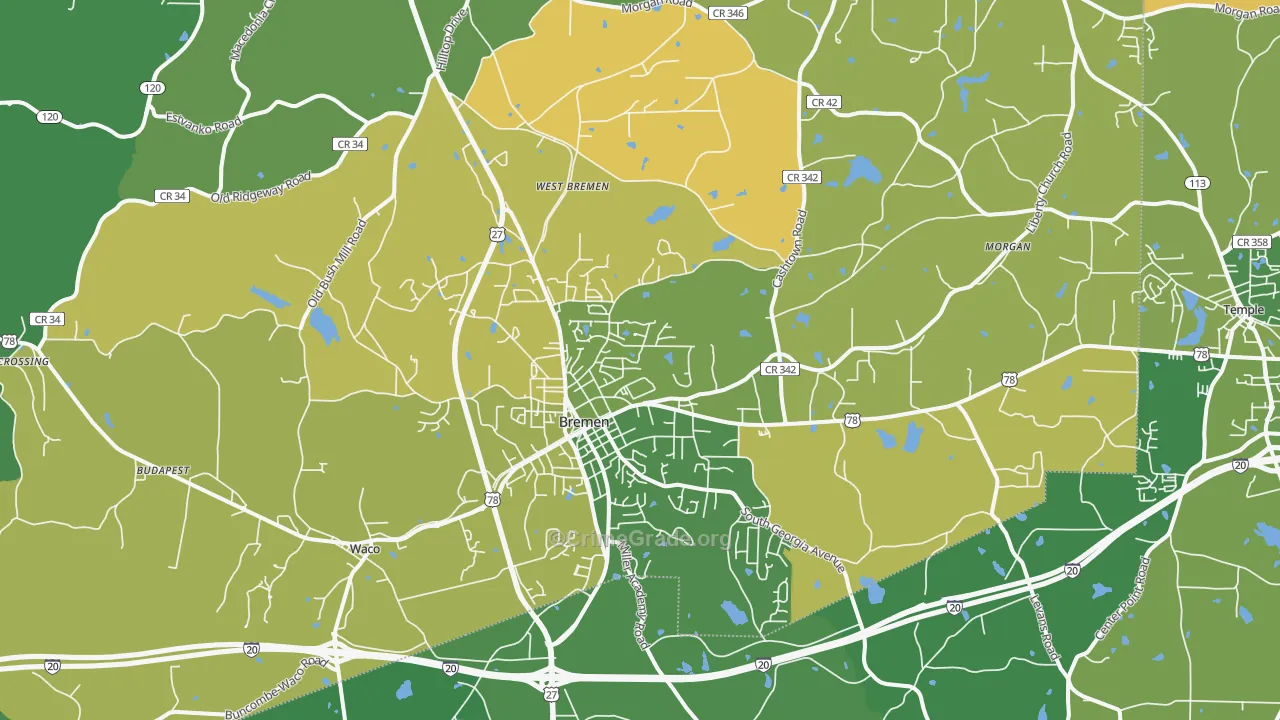 Bremen, GA Map of Murder Rates