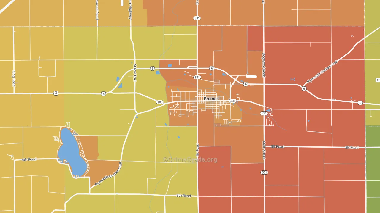 Bremen, IN Map of Murder Rates