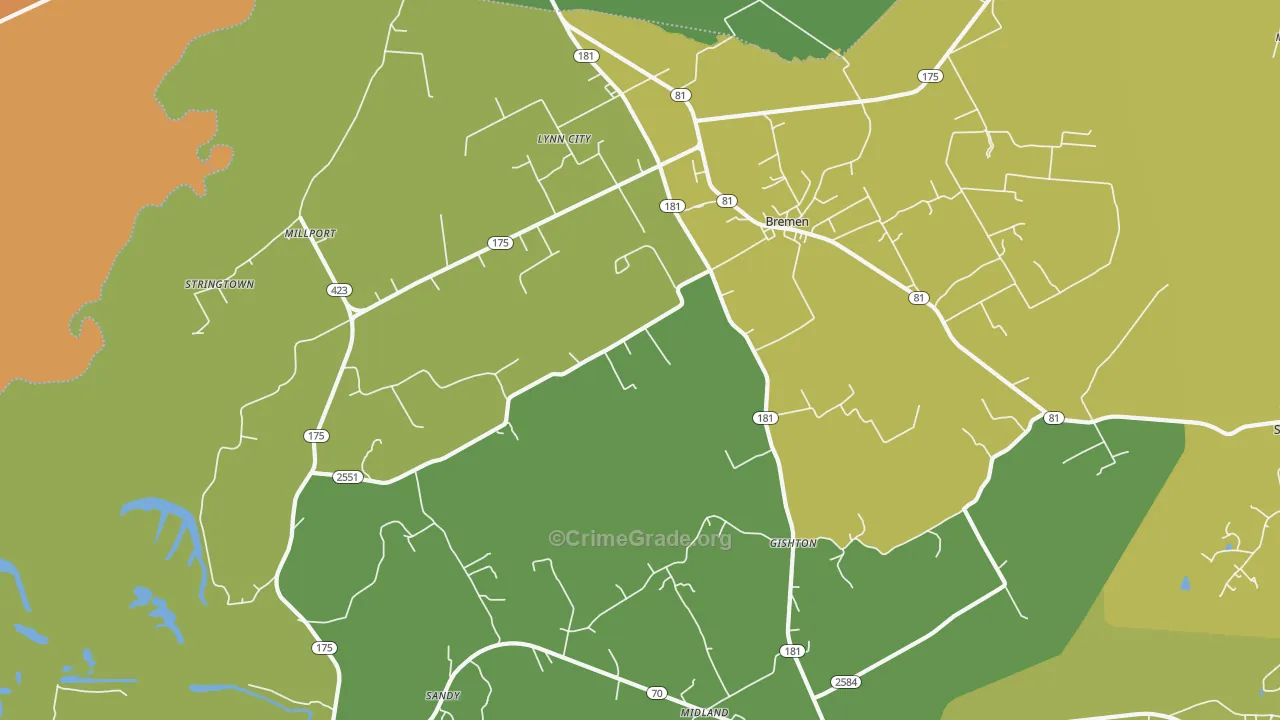 Bremen, KY Map of Murder Rates