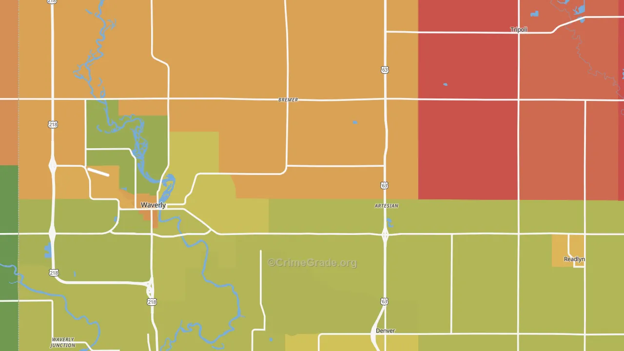 Bremer County, IA Map of Murder Rates