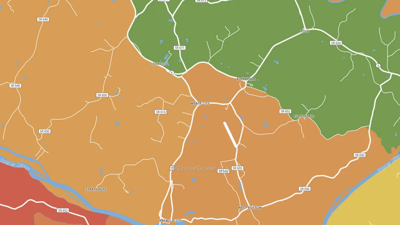Bremo Bluff, VA Map of Murder Rates