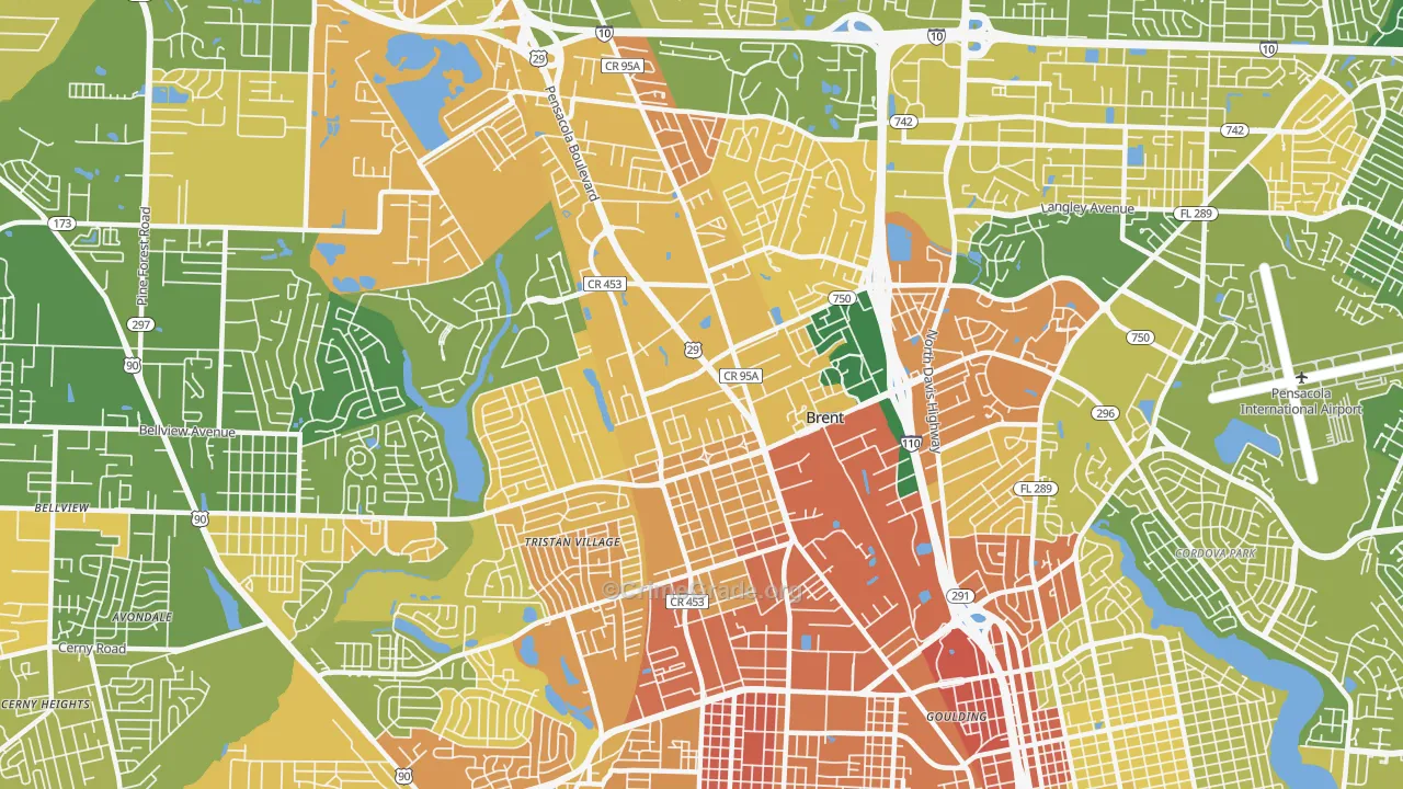 Brent, FL Map of Murder Rates