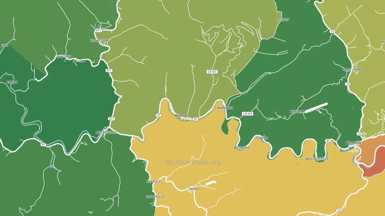 Brenton, WV Map of Murder Rates