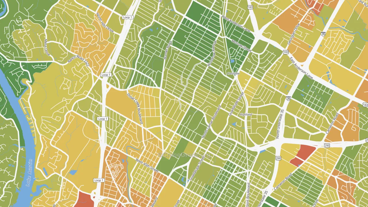 Brentwood, Austin, TX Map of Murder Rates