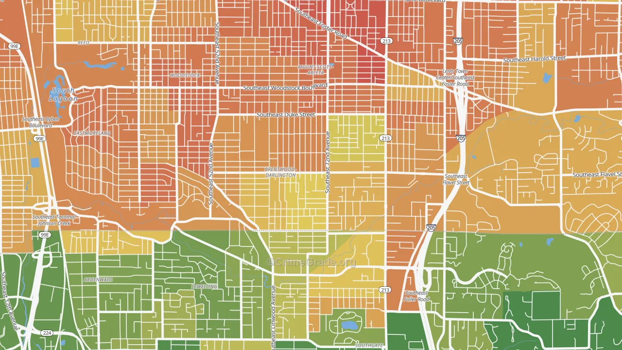 Brentwood-Darlington, Portland, OR Map of Murder Rates