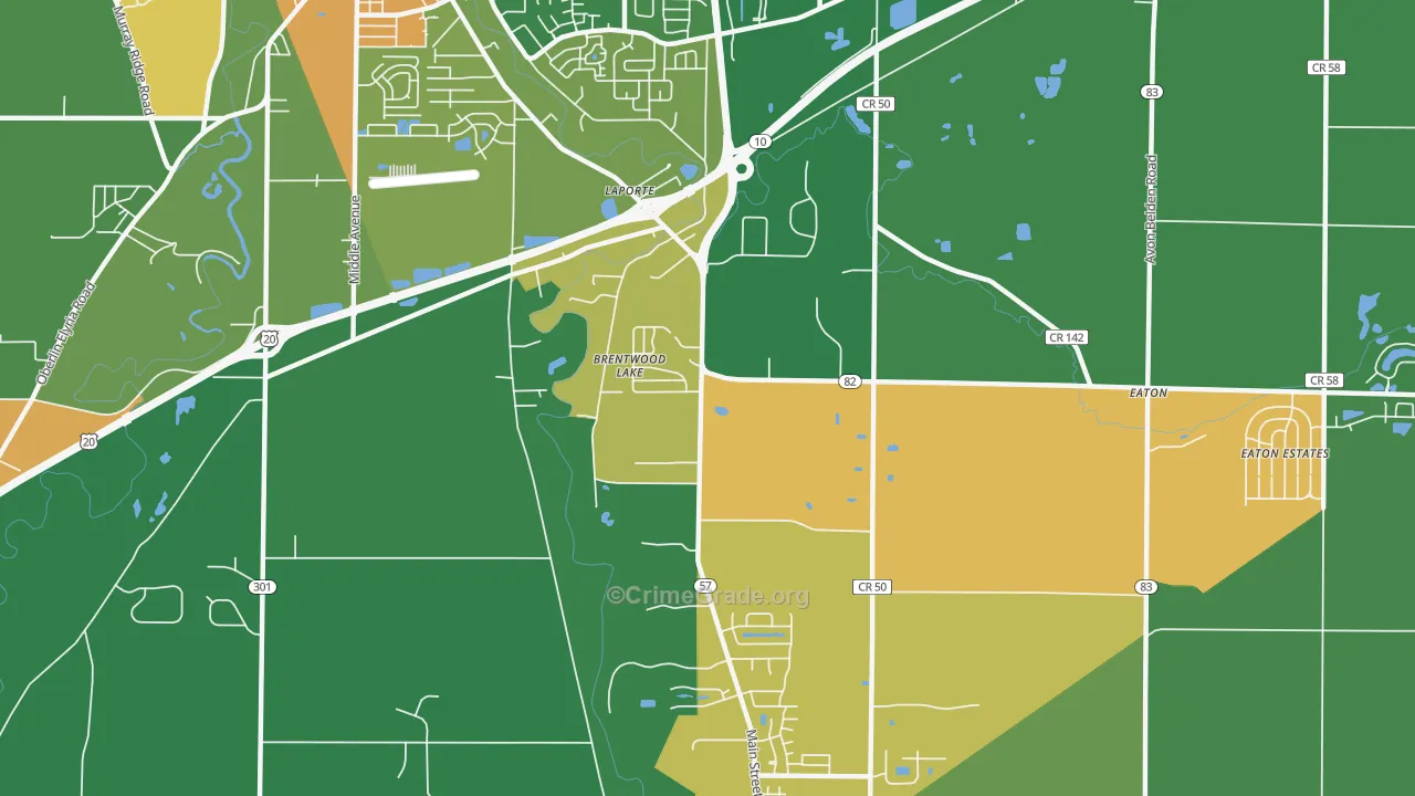 Brentwood Lake, OH Map of Murder Rates