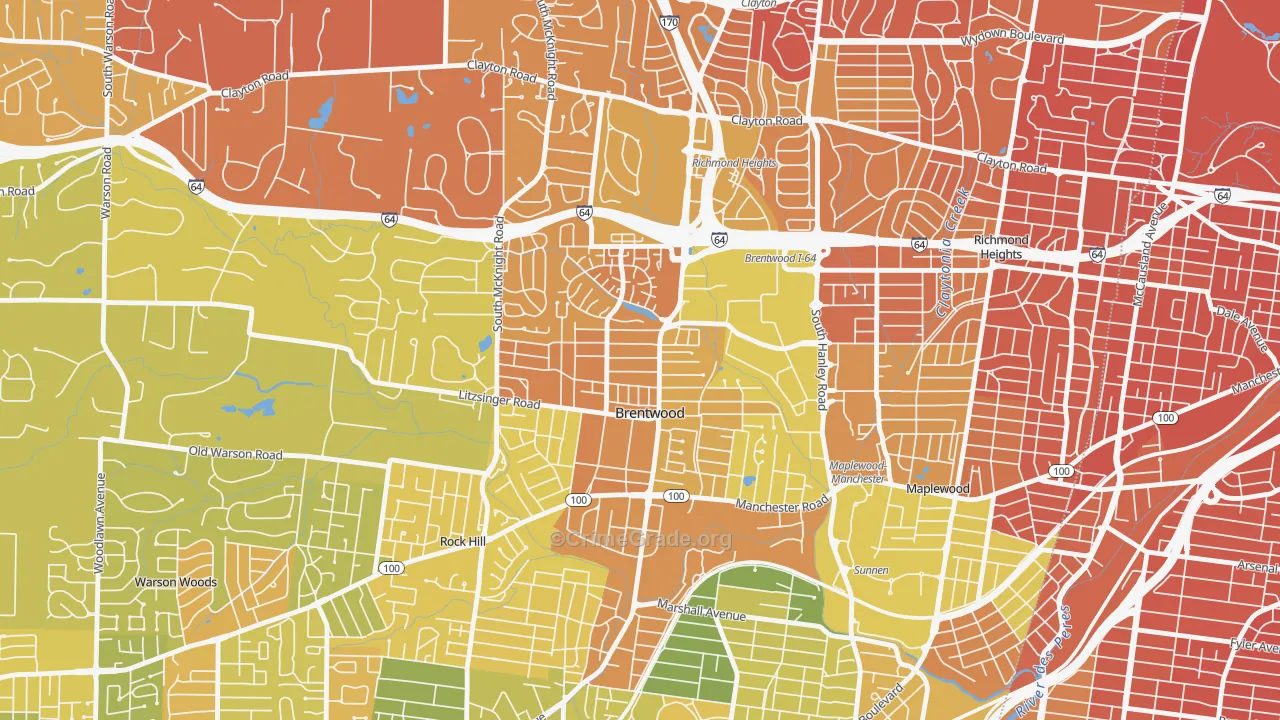 Brentwood, MO Map of Murder Rates