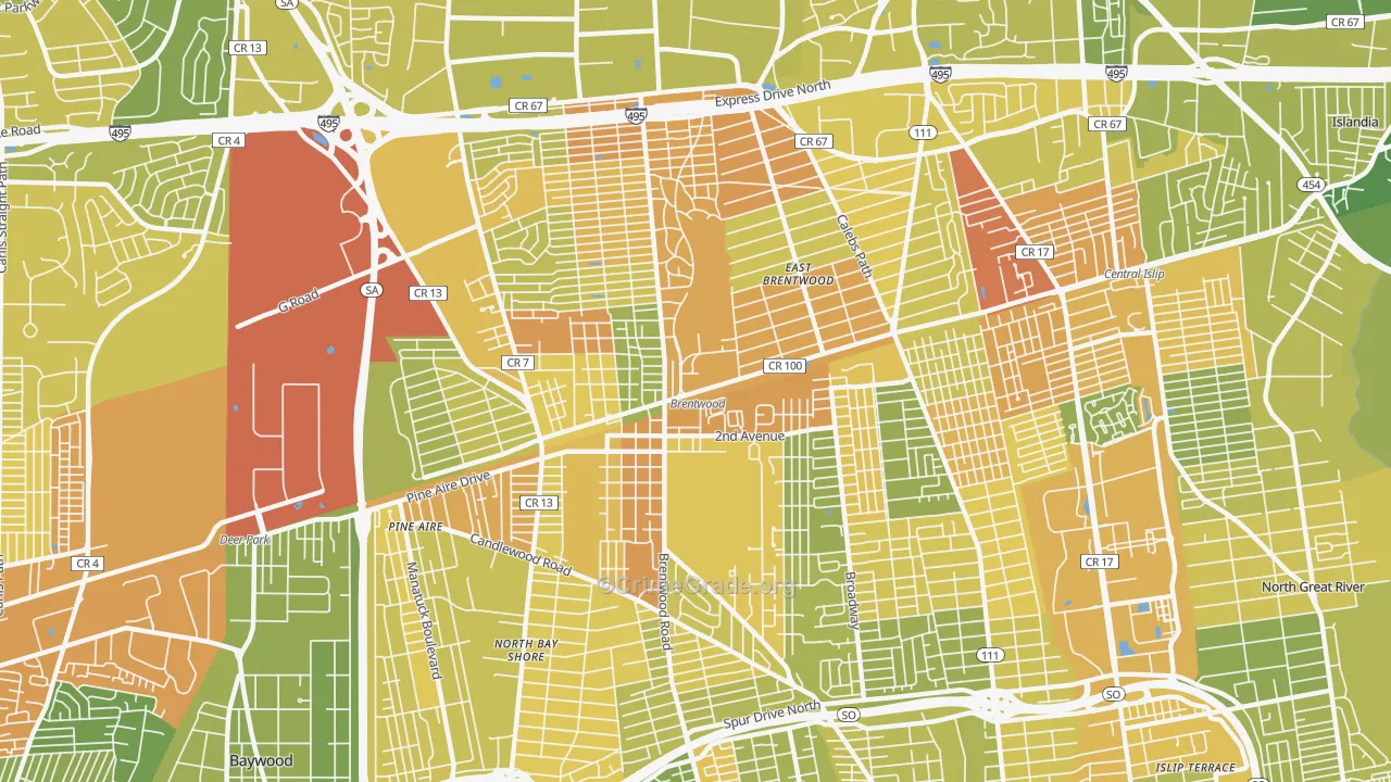 Brentwood, NY Map of Murder Rates