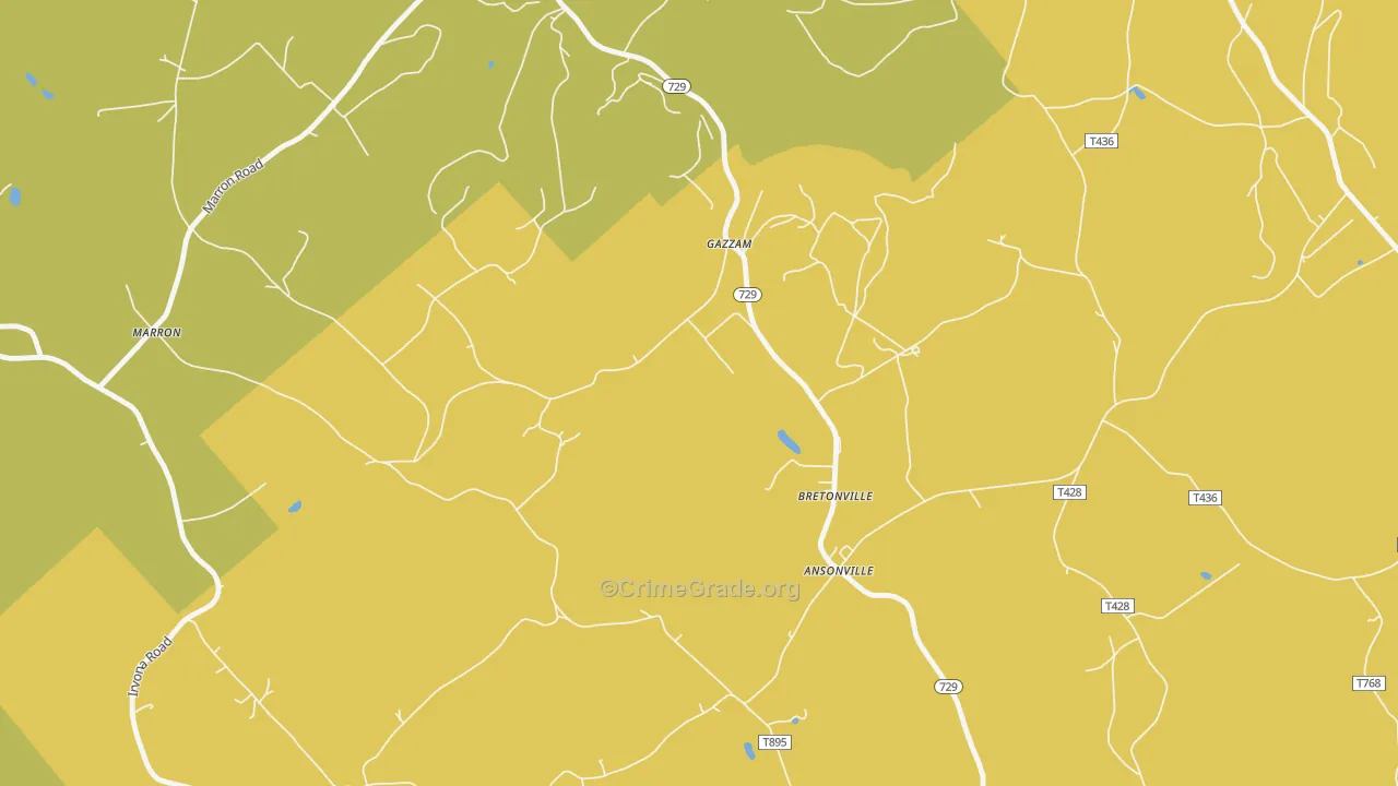 Bretonville, PA Map of Murder Rates