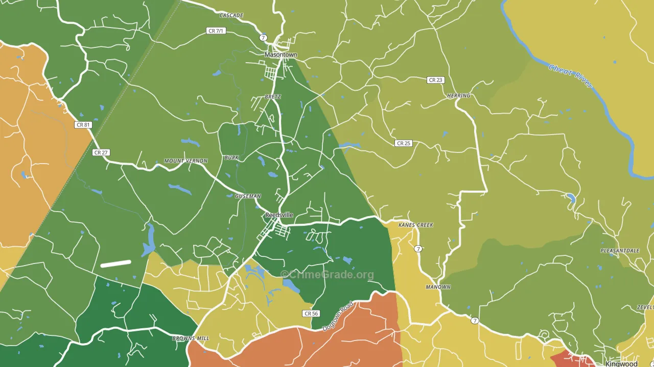 Bretz, WV Map of Murder Rates