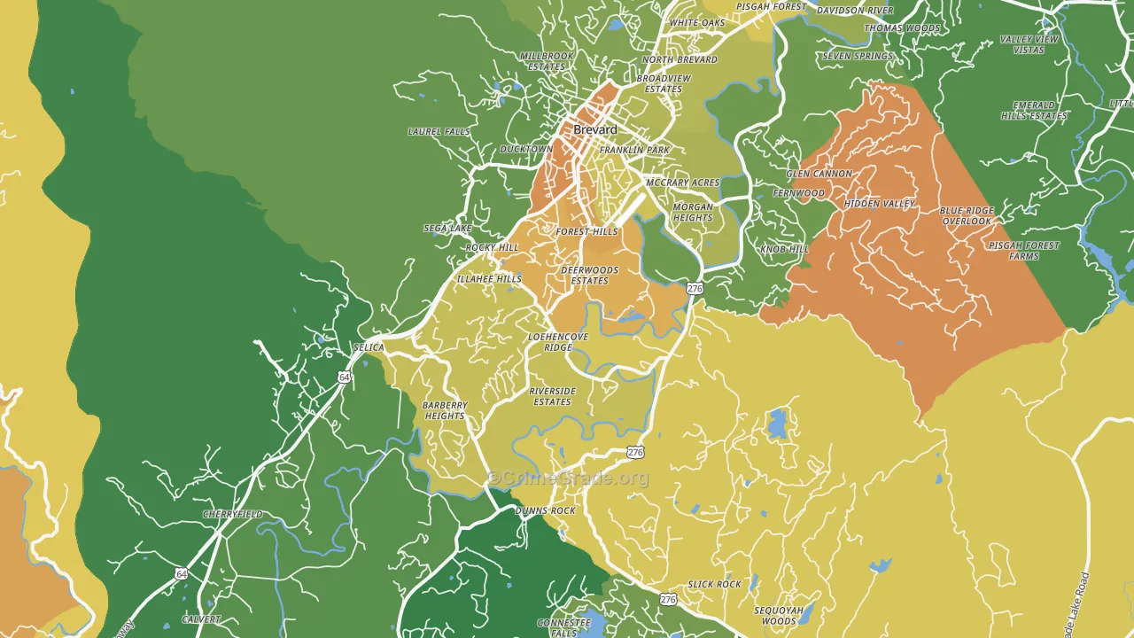 Brevard, NC Map of Murder Rates