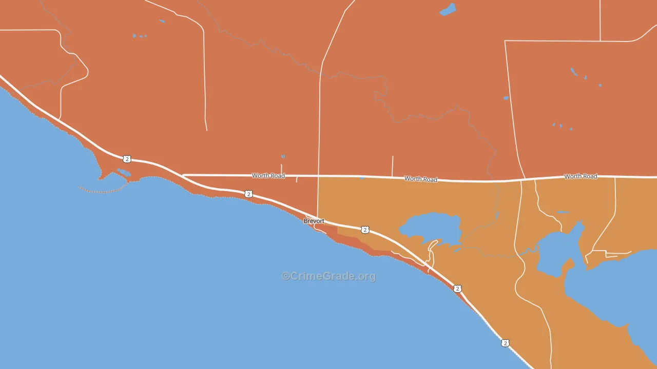 Brevort, MI Map of Murder Rates