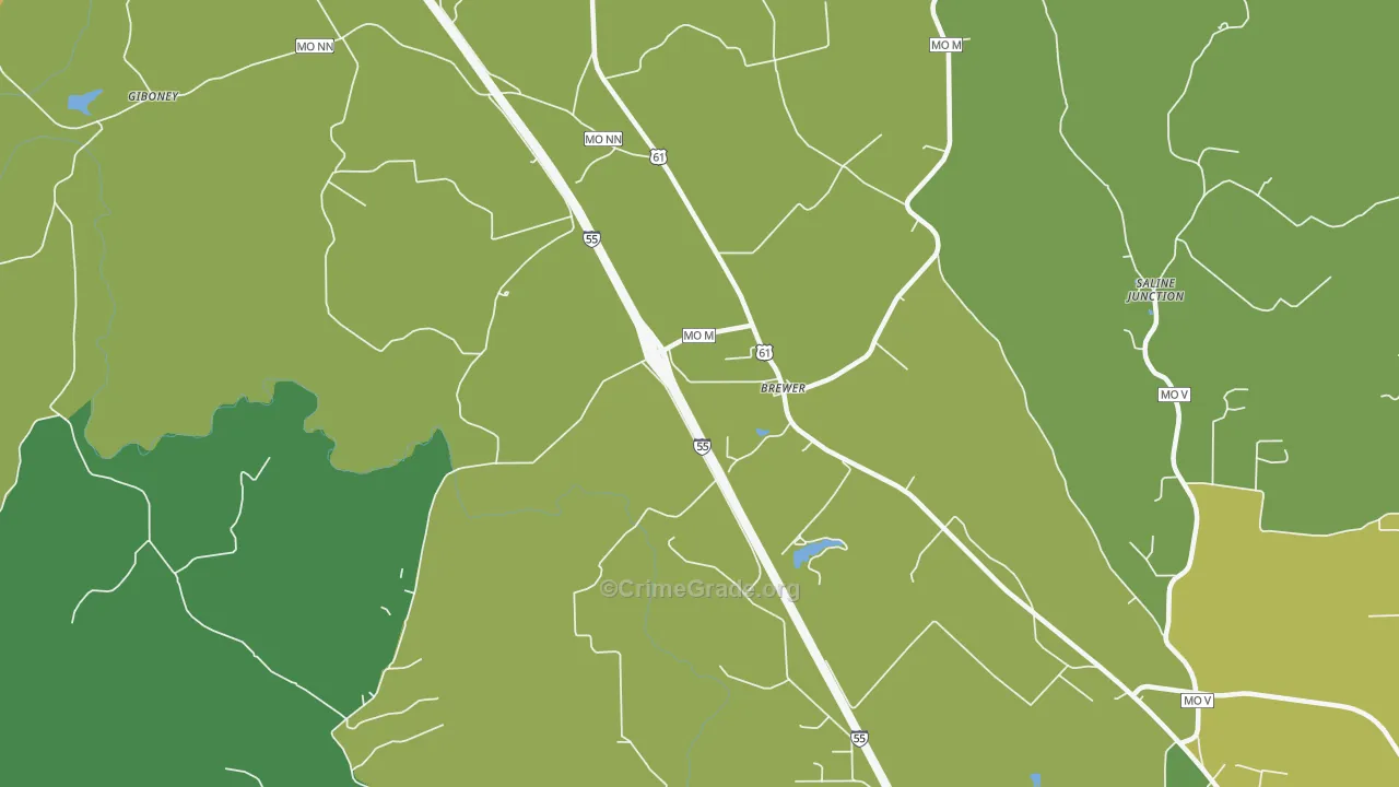 Brewer, MO Map of Murder Rates