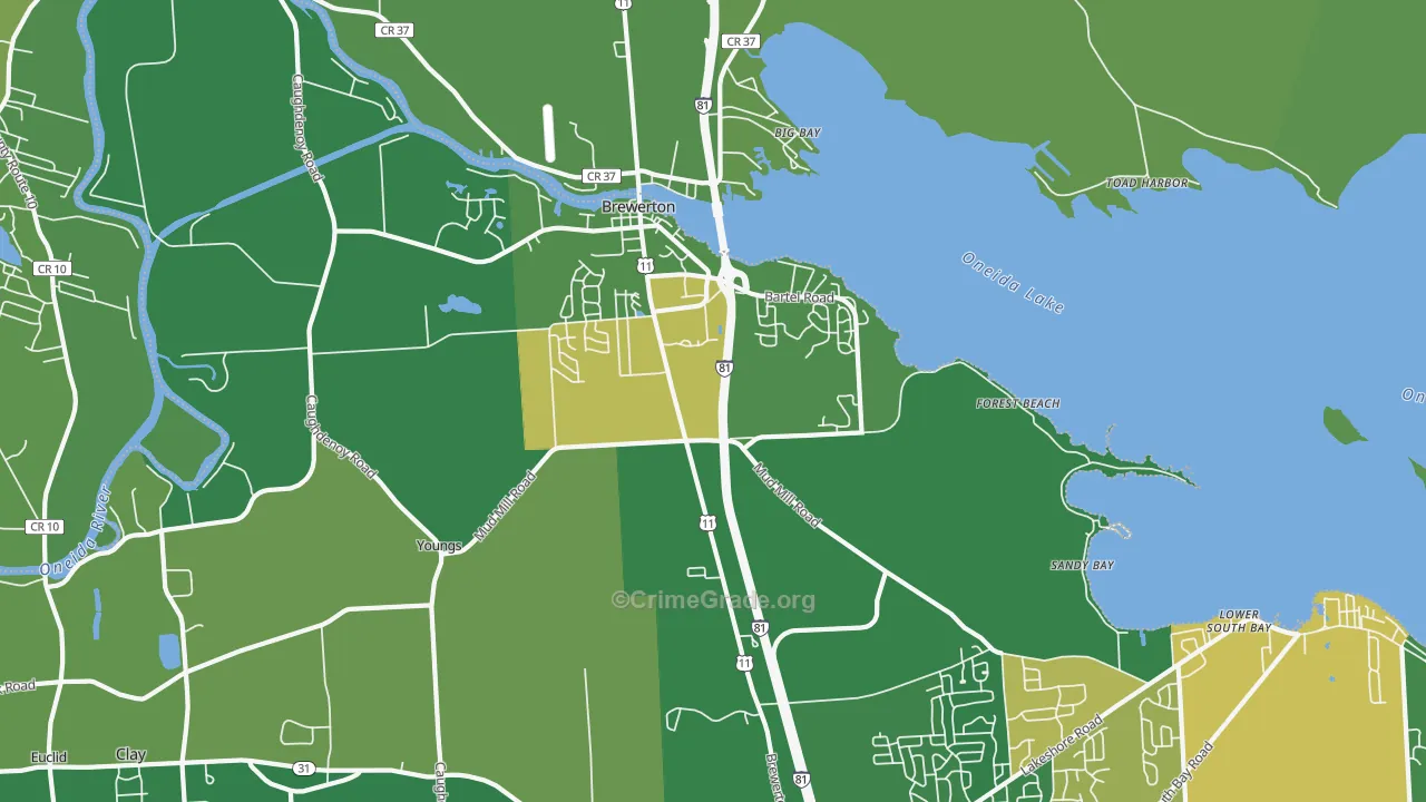 Brewerton, NY Map of Murder Rates