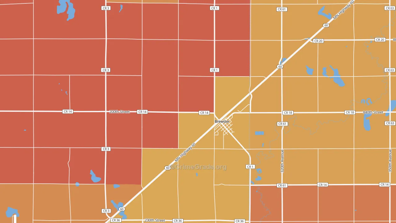 Brewster, MN Map of Murder Rates