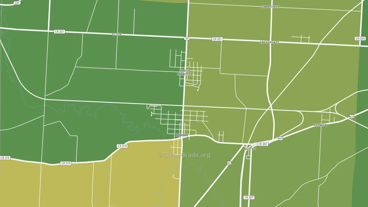 Brewster, OH Map of Murder Rates