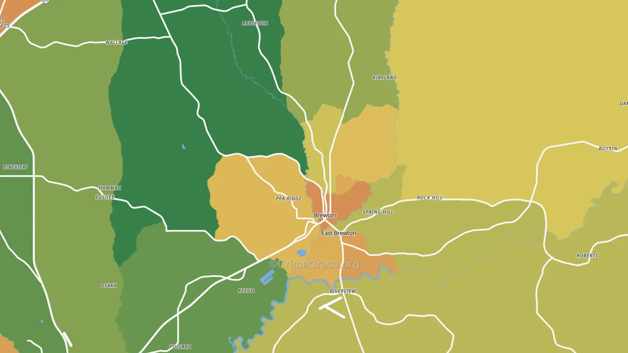 Brewton, AL Map of Murder Rates