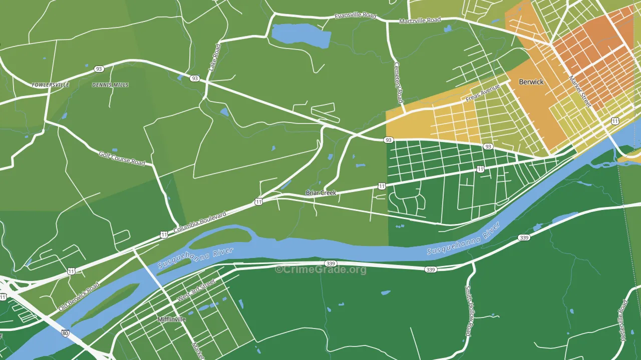 Briar Creek, PA Map of Murder Rates