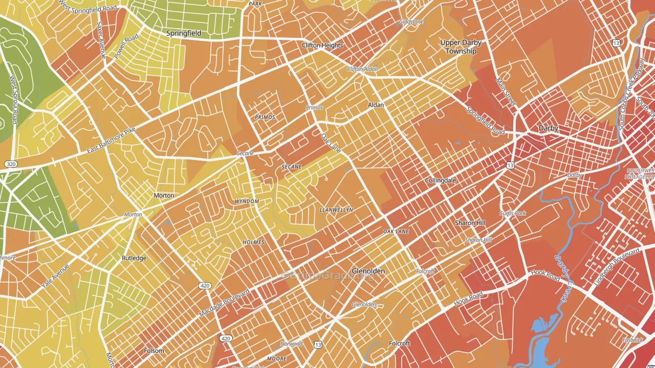 Briarcliffe, Glenolden, PA Map of Murder Rates