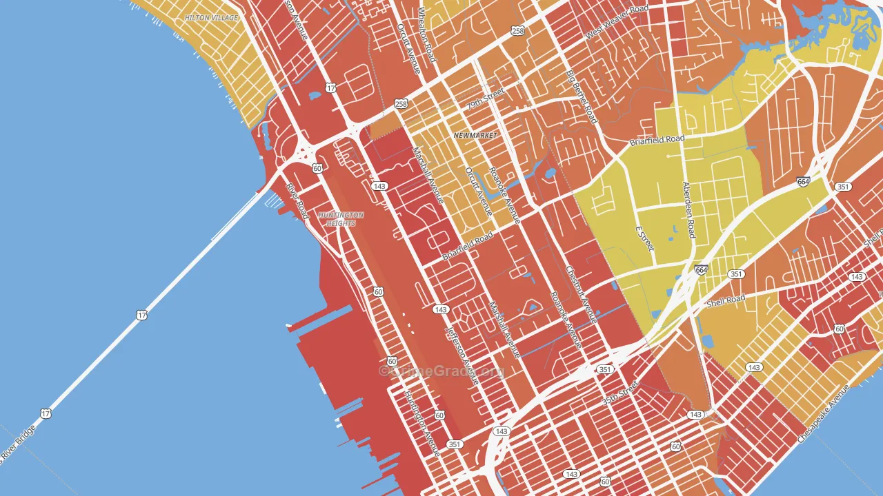 Briarfield, Newport News, VA Map of Murder Rates