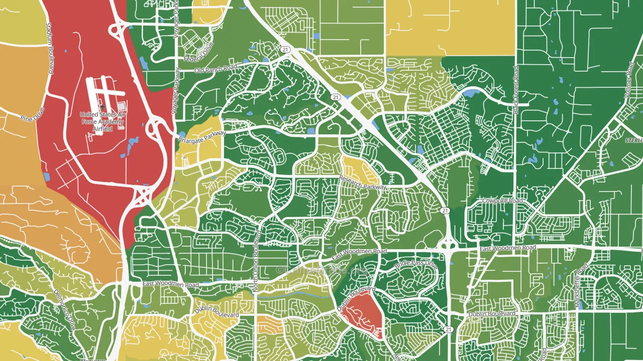 Briargate, Colorado Springs, CO Map of Murder Rates