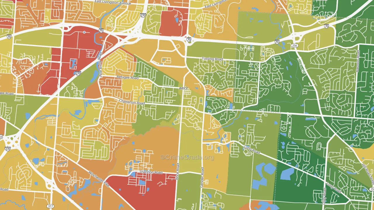 Brice, OH Map of Murder Rates