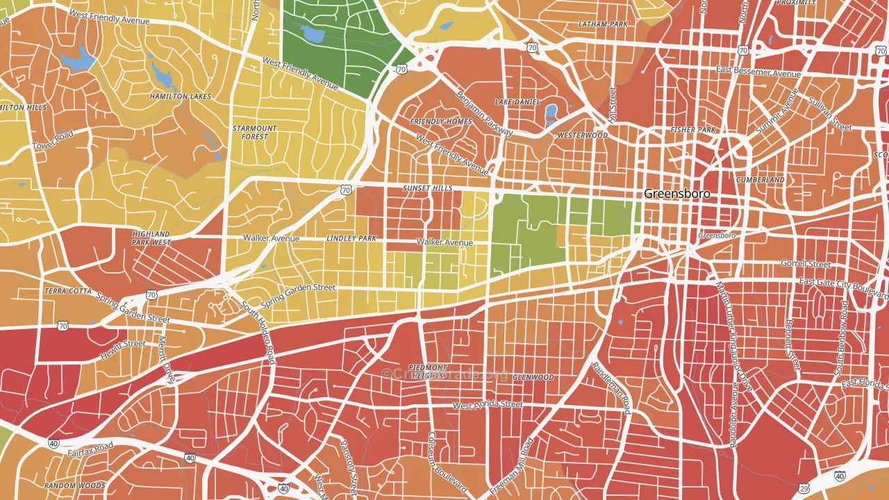 Brice Street Area, Greensboro, NC Map of Murder Rates