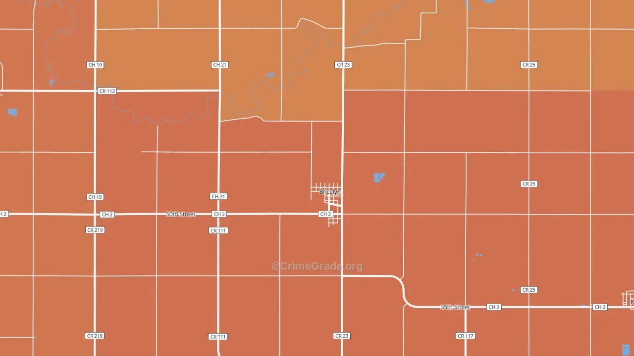 Bricelyn, MN Map of Murder Rates