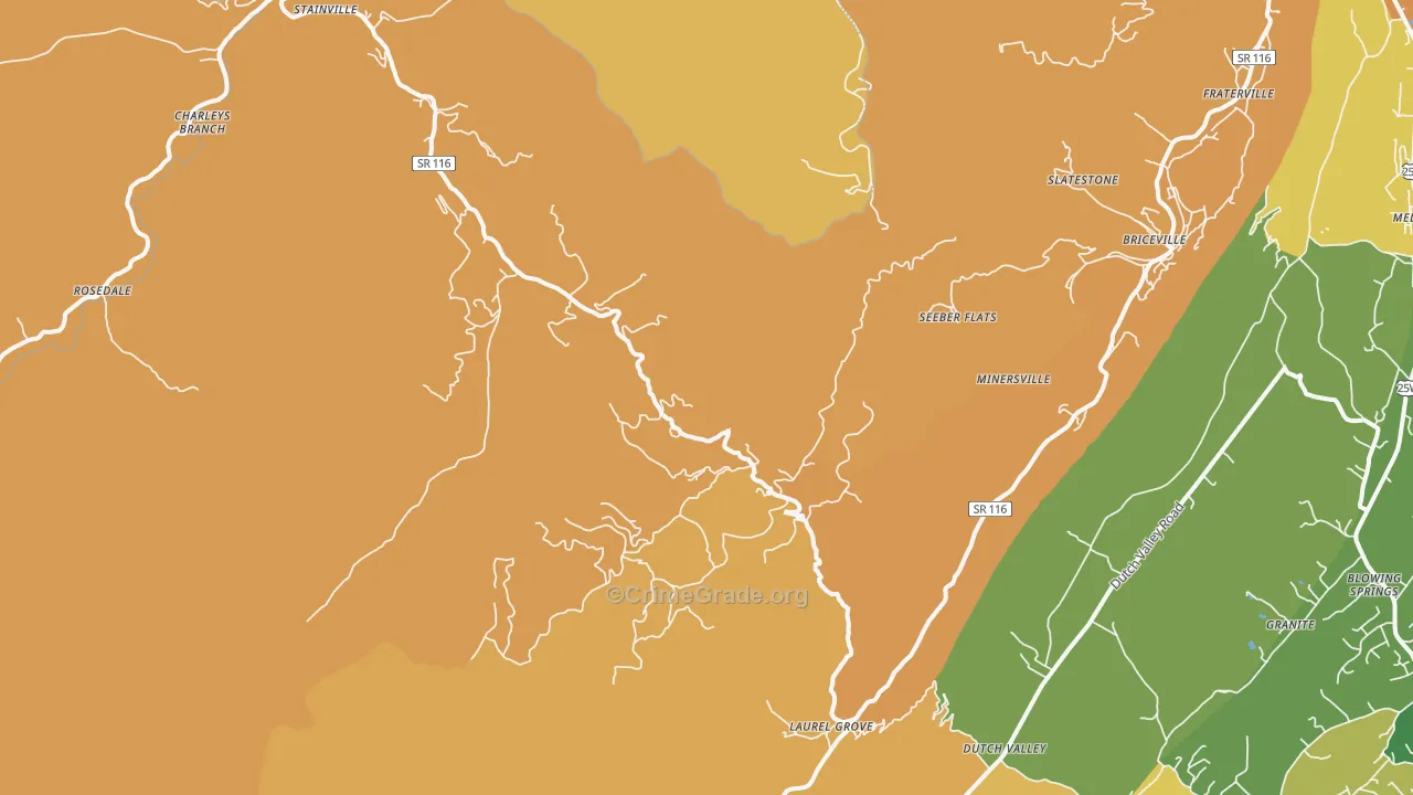 Briceville, TN Map of Murder Rates